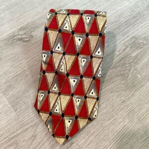 Jos. A. Bank Executive Collection Red & Gold Geometric Print Silk Neck Tie